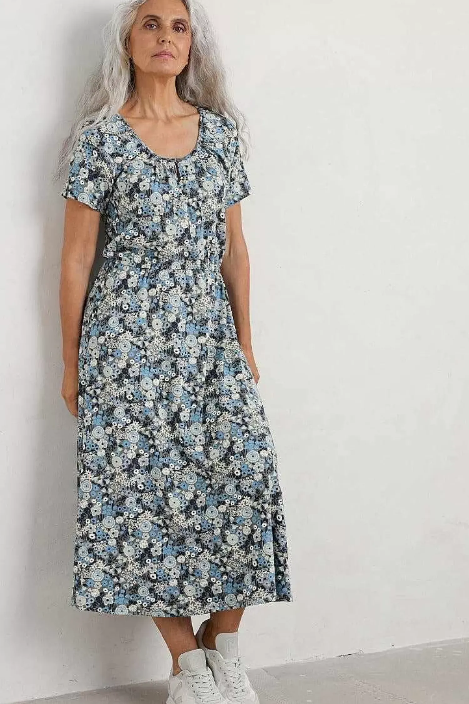 Dresses<Seasalt Cornwall Sea Studio Short Sleeve Dress Companion Border Light Nickel