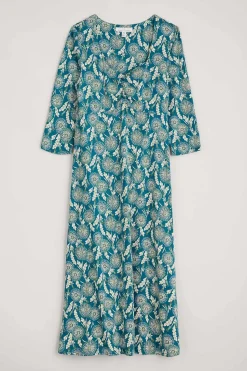 Dresses<Seasalt Cornwall Secret Cove 3/4 Sleeve Midi Dress Dandelion Seed Seaway