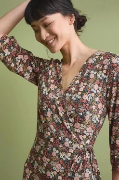 Dresses<Seasalt Cornwall Sowena Jersey Wrap Dress Companion Border Terracotta