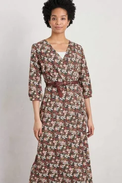 Dresses<Seasalt Cornwall Sowena Jersey Wrap Dress Companion Border Terracotta