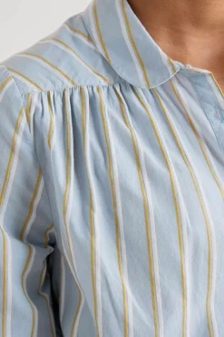 Tops<Seasalt Cornwall Spiral Flight Striped Shirt (Gots) Cornflower Blue Fog