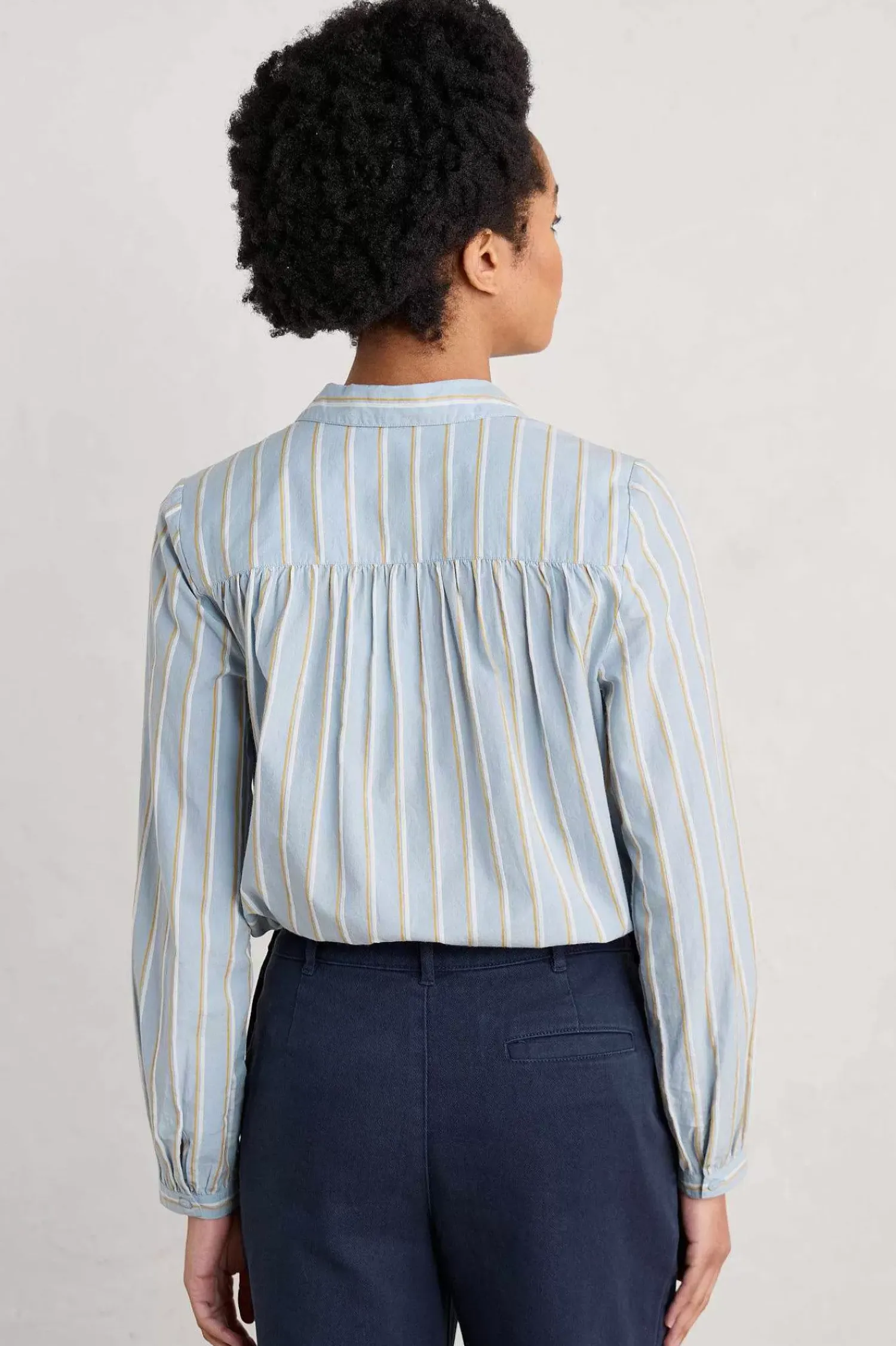 Tops<Seasalt Cornwall Spiral Flight Striped Shirt (Gots) Cornflower Blue Fog