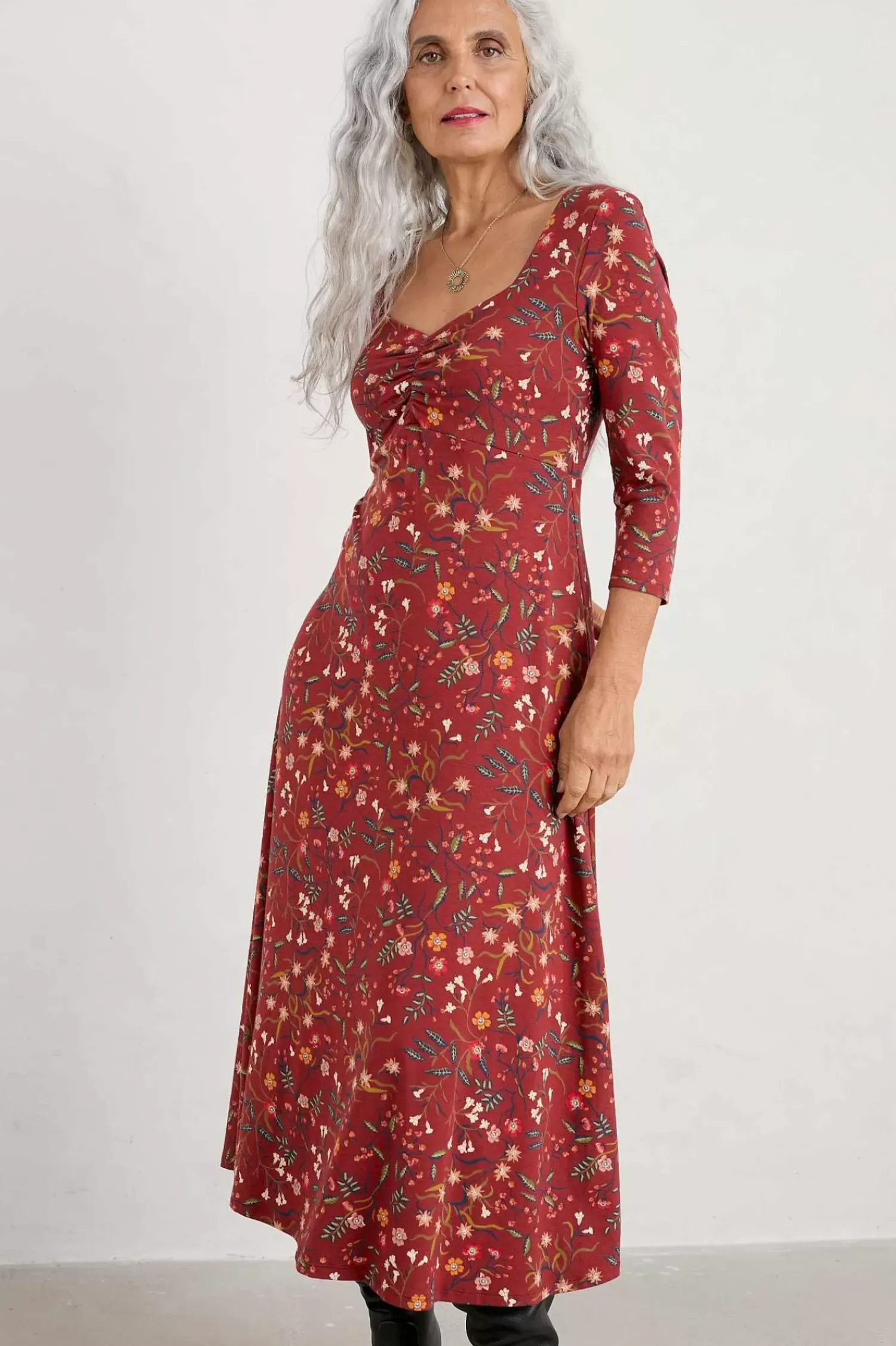 Dresses<Seasalt Cornwall St Martin Jersey Midi Dress Meadow Bloom Jam