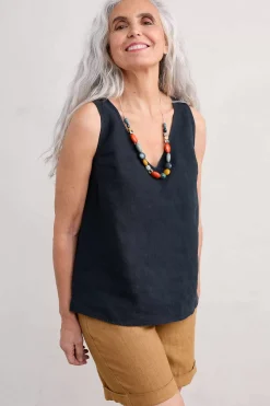 Tops<Seasalt Cornwall Sunlit Seagrass Linen Vest Maritime