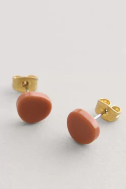 Jewellery<Seasalt Cornwall Talland Smooth Stud Earrings Papaya