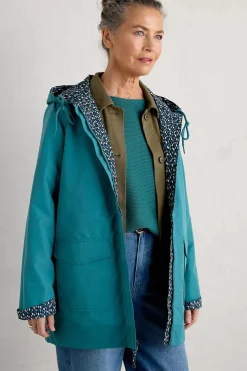 Coats & Jackets<Seasalt Cornwall The Reversible Waterproof Raincoat Rain Showers Maritime Chalk