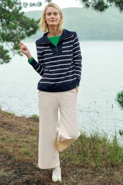 Tops<Seasalt Cornwall Tideline Collared Sweatshirt Amaranthe Maritime Chalk