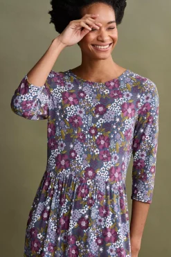 Dresses<Seasalt Cornwall Tor View Jersey Dress Dense Floral Squall