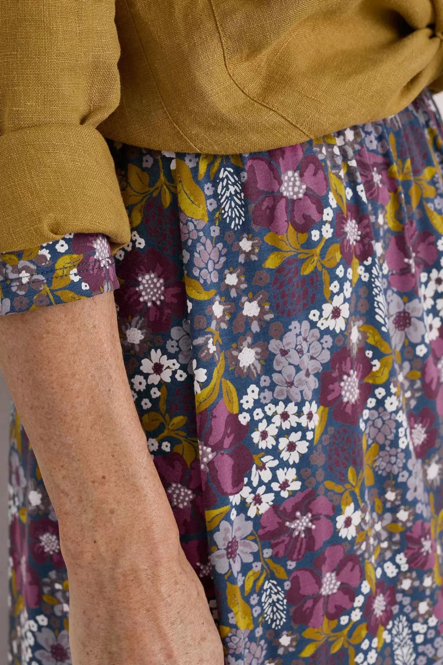 Dresses<Seasalt Cornwall Tor View Jersey Dress Dense Floral Squall