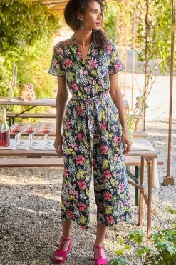 Trousers & Shorts<Seasalt Cornwall Treen Cove Linen Jumpsuit Painterly Field Maritime