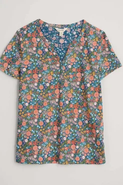 Tops<Seasalt Cornwall Waterflow Short Sleeve Top Companion Border Light Squid