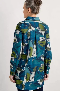 Tops<Seasalt Cornwall Waterworn Textured Longline Shirt (Gots) Moor Stacks Raincloud