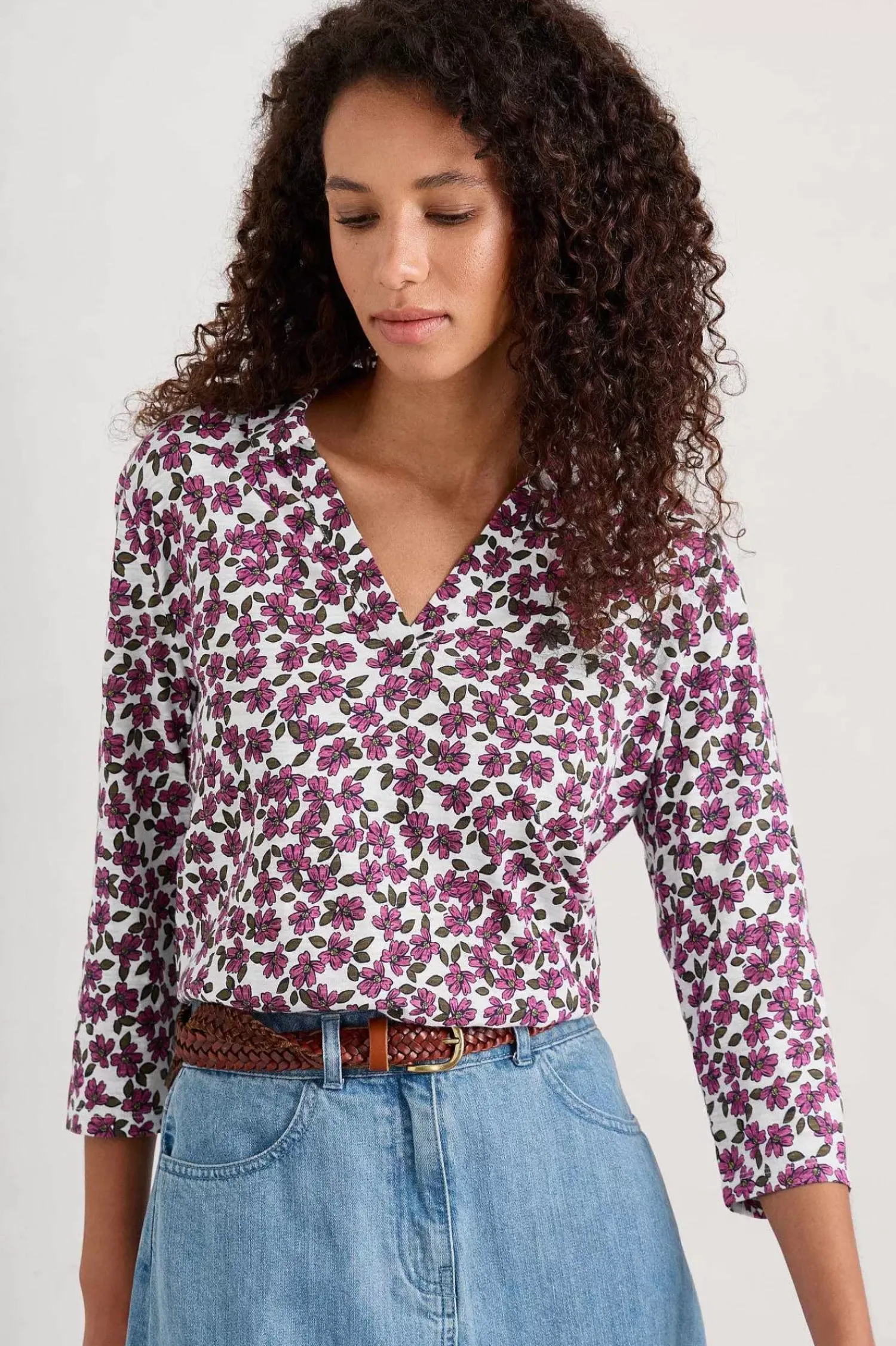 Tops<Seasalt Cornwall Wavecrest Jersey Shirt (Gots) Field Flower Chalk