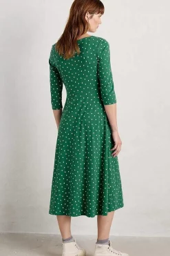 Dresses<Seasalt Cornwall Wild Bouquet 3/4 Sleeve Midi Dress Little Sponge Spot Copse