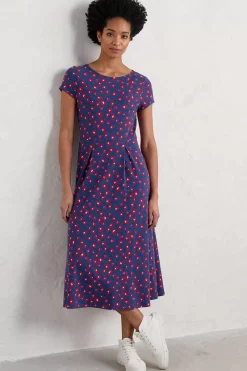 Dresses<Seasalt Cornwall Wild Bouquet Jersey Dress Looping Floral Dark Voyage