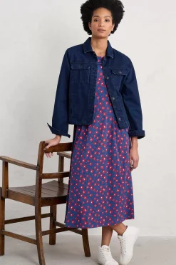 Dresses<Seasalt Cornwall Wild Bouquet Jersey Dress Looping Floral Dark Voyage