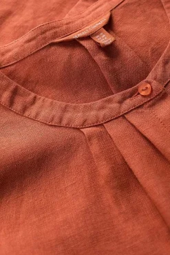 Tops<Seasalt Cornwall Wild Fennel Button Through Linen Top Papaya