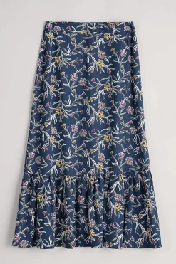 Skirts<Seasalt Cornwall Wildflower Field Tiered Midi Skirt Printed Plant Squall