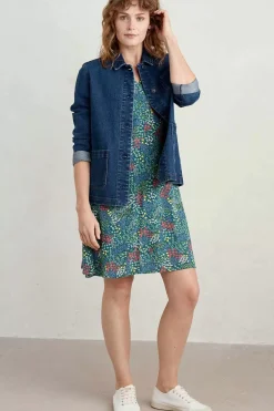 Dresses<Seasalt Cornwall Wilsey Empire Line Flared Sleeve Dress Coastal Meadow Light Squid