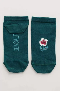 Socks & Tights<Seasalt Cornwall Women's Arty Organic Cotton Trainer Socks Celandine Clear Sky