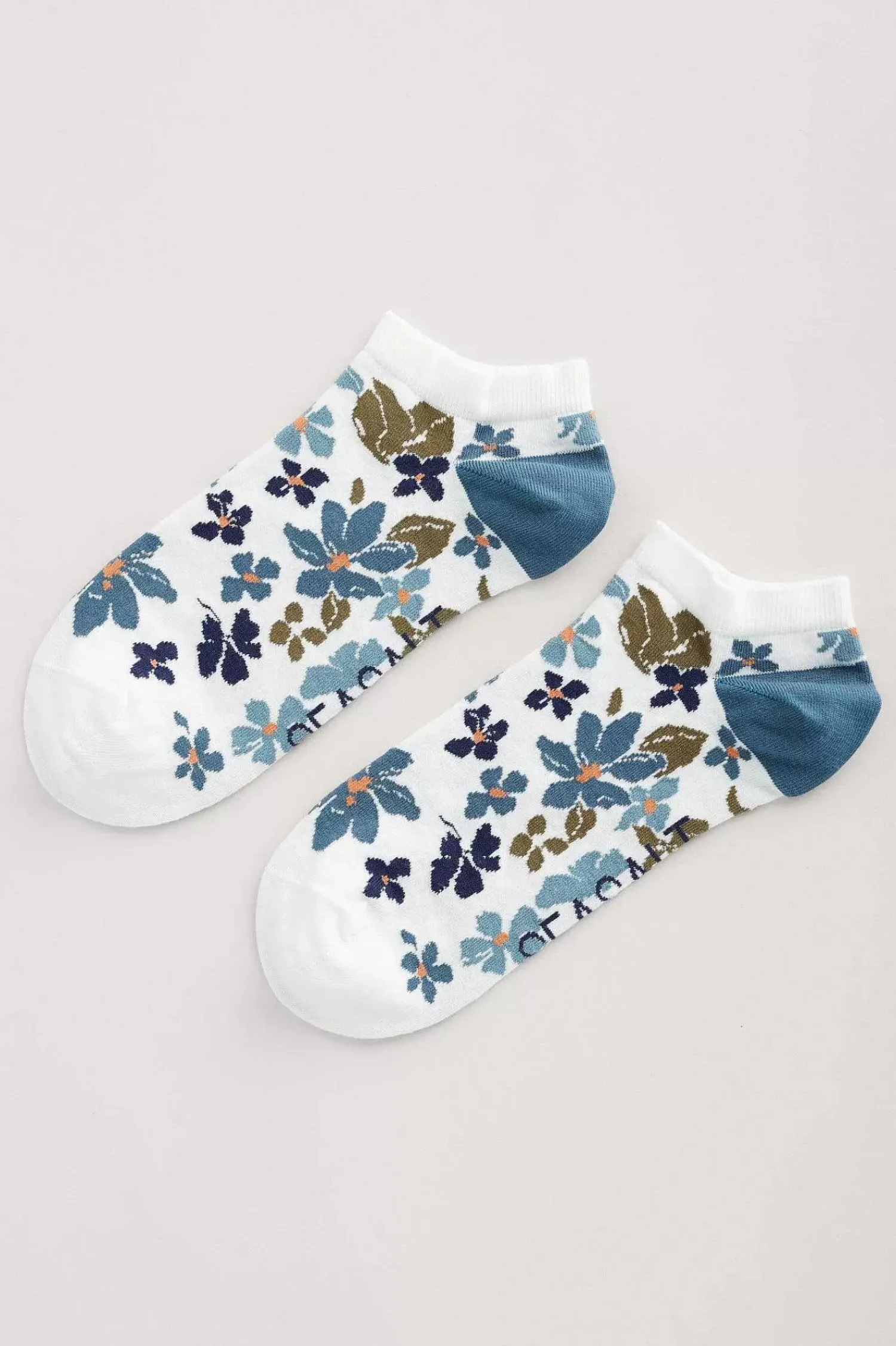 Socks & Tights<Seasalt Cornwall Women's Arty Organic Cotton Trainer Socks Celandine Clear Sky