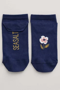 Socks & Tights<Seasalt Cornwall Women's Arty Organic Cotton Trainer Socks Celandine Clear Sky