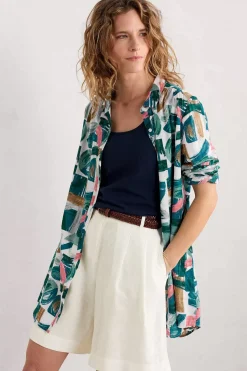 Tops<Seasalt Cornwall Wren Flutter Longline Shirt Driftwood Marks Chalk
