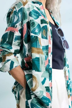 Tops<Seasalt Cornwall Wren Flutter Longline Shirt Driftwood Marks Chalk